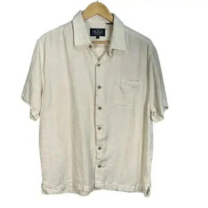 Nat Nash Shirt Men's Large Off White Textured Chevron Silk Cotton